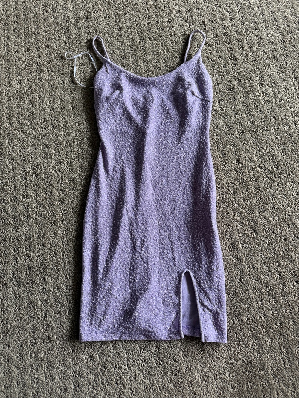 Windsor Lilac Textured Mini Sheer Slip Dress with Front Slit